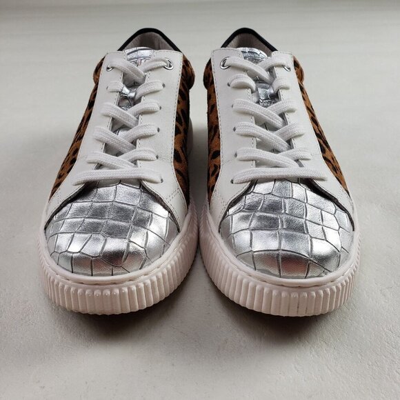 Sofft Fianna Animal Print Leather Sneaker Womens 8.5 White Lace Up Casual Shoe - Picture 4 of 10
